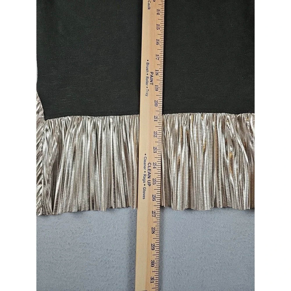 Pilcro Anthropologie Women's XXS Metallic Twofer Tunic Blouse Silver Black - Picture 11 of 12